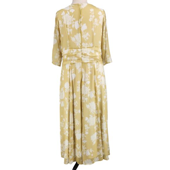 eShakti Yellow Floral Midi Dress Plus Size 2X 20W - Picture 4 of 5